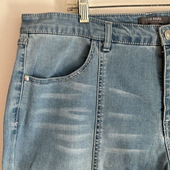 QVC Lisa Rinna Collection Skinny Slit Front Hem Ankle light wash stretch Jean 16 - Picture 7 of 14